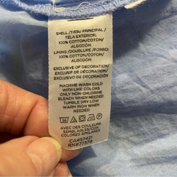 Ann Taylor Tall Ruffle Sleeve Lemon Dotted Swiss Blue Midi Dress Summer 22 Sz M - Picture 12 of 14